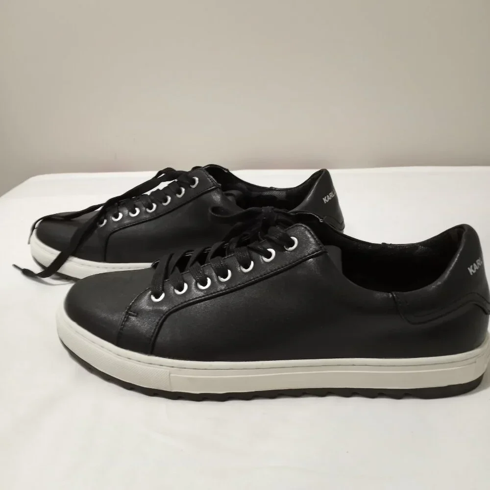 KARL LAGERFELD PARIS MEN'S LEATHER LOW TOP SNEAKER SIZE 13
